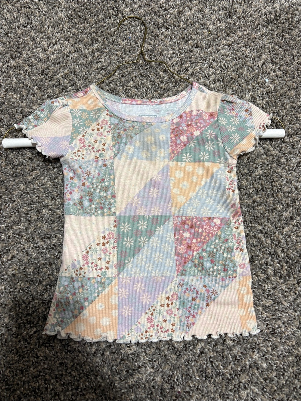 Girls' Patchwork Pastel Ribbed Short Sleeve Tee